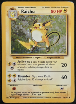 Raichu 14/102 Holo Pokemon Base Set HP - Image 1