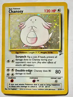 Pokemon Chansey 3/130 Base Set 2 Holo Rare 120 HP English Card - Image 1
