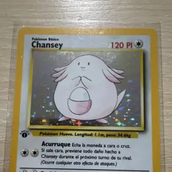 Pokemon Chansey 3/102 Base Set 1st Edition Holo Rare Spanish TCG Card - Image 2