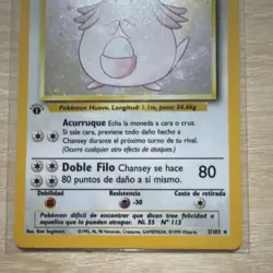 Pokemon Chansey 3/102 Base Set 1st Edition Holo Rare Spanish TCG Card - Image 3