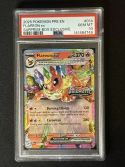 Pokemon TCG PSA 10 Flareon EX 014/131 Prismatic Evolutions Stamped Promo Card - Image 1