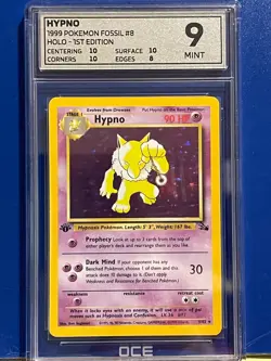 HYPNO 8/62 1st Edition Holo Rare Fossil Pokemon Card 1999 tcg wotc OCE MINT 9 - Image 1