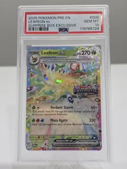 PSA 10 Leafeon ex 006 Stamped Prismatic Evolutions Surprise Box Pokemon Card - Image 1