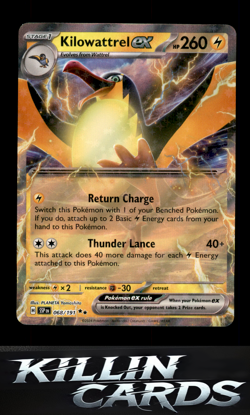 Kilowattrel ex 068/191 Pokemon Double Rare SV08: Surging Sparks Card NM - Image 1