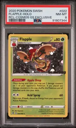 2020 POKEMON SWORD & SHIELD REBEL CLASH #022 FLAPPLE-HOLO PSA 8 - Image 1