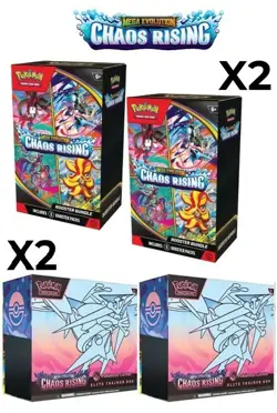 PRESALE CHAOS RISING Pokemon Center ETB x2 + Booster Bundle x2 PREORDER - Image 1