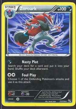 Zoroark - 71/114 - Pokemon Black and White Holo - LP - Image 1