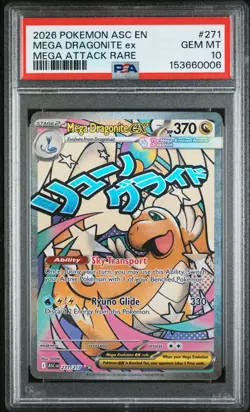 Pokemon Mega Dragonite ex PSA 10 Mega Attack Rare Holo Ascended Heroes 271/217 - Image 1
