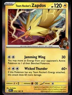 Team Rocket's Zapdos 070/182 Rare Destined Rivals Pokemon Holo NM - Image 1