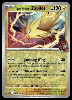 Team Rocket's Zapdos 070/182 Rare Destined Rivals Pokemon Reverse Holo NM - Image 1