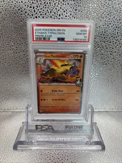 2025 POKEMON DRI EN-DESTINED RIVALS PRERELEASE #034 ETHAN'S TYPHLOSION PSA 10 - Image 1