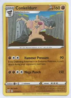 Conkeldurr 075/163 Rare Battle Styles Pokemon Lightly Played - Image 1
