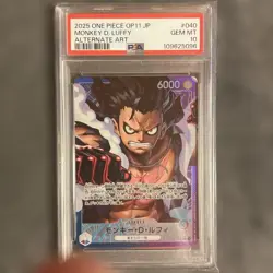 One Piece Monkey D Luffy Leader Parallel PSA10 OP11-040 L Rare Card - Image 1