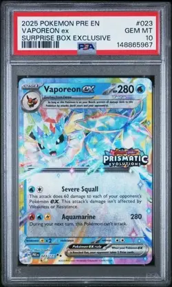 VAPOREON EX #023 PSA 10 Pokemon TCG V Prismatic Evolutions Stamped Promo - Image 1