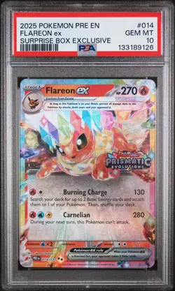 STAMPED! PSA 10 - 2025 POKEMON PRE EN-PRISMATIC EVOLUTIONS #014 FLAREON EX - Image 5