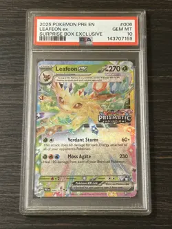 Pokemon Leafeon ex 006 Stamped Prismatic Evolutions Surprise Box PSA 10 - Image 1