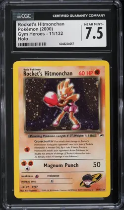 CGC 7.5 Rocket's Hitmonchan 2000 Gym Heroes 11/132 Pokemon - Image 1