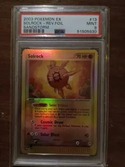 Pokemon Card Solrock #13 Sandstorm EX Reverse Foil PSA 9 Vintage - Image 1