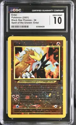 Entei 34 Spell Of The Unown: Black Star Promos Pokemon CGC 10 Gem Mint - Image 1