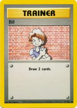 Bill Trainer Base Set 91/102 Common Pokemon Card NM - Image 1