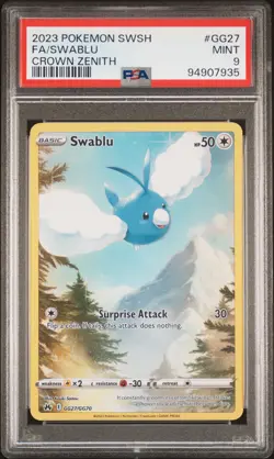 2023 POKEMON SWORD & SHIELD CROWN ZENITH #GG27 FULL ART/SWABLU PSA 9 - Image 1