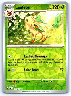 Pokemon Leafeon SV: Prismatic Evolutions PRE Reverse Holo 005/131 NM Rare - Image 1