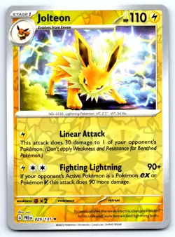 Pokemon Jolteon SV: Prismatic Evolutions PRE Reverse Holo 029/131 NM Rare - Image 1