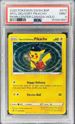 2020 Pokemon SWSH #074 BSP Pokemon Center Canada Special Delivery Pikachu |PSA 9 - Image 1