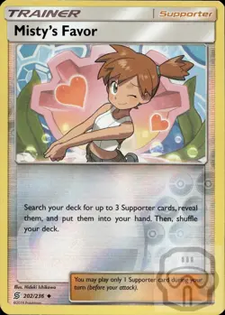 Misty's Favor 202/236 UC Unified Minds Pokemon Reverse Holo NM/M - Image 3