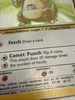 Pokemon TCG Vaporeon & Kangaskhan Jungle 12/64 5/64 Holo Unlimited Holo Rare LP - Image 3