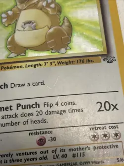 Pokemon TCG Vaporeon & Kangaskhan Jungle 12/64 5/64 Holo Unlimited Holo Rare LP - Image 4