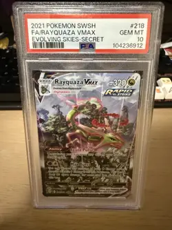 Pokemon Rayquaza VMAX Evolving Skies Secret Rare Full Alt Art #218 PSA 10 - Image 1