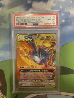 2019 Pokemon Japanese Tag Team Moltres Zapdos Articuno GX RR 102/173 PSA 10 #102 - Image 1