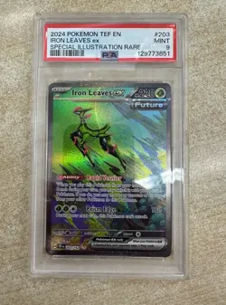Pokemon Iron Leaves EX 203/162 Holo Special Illustration Rare SV05 PSA 9 - Image 1