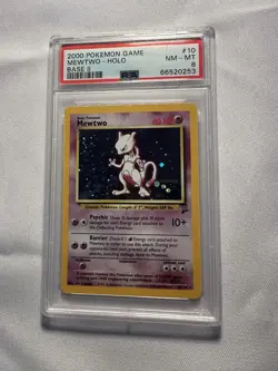 Pokemon Mewtwo Base Set 2 10/130. Holo With Partial Swirl. PSA 8 - Image 1