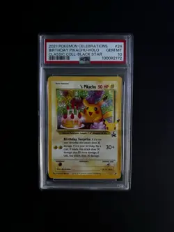 【PSA 10】Birthday Pikachu #24 Celebrations Classic HOLO 2021 Pokemon - Image 1