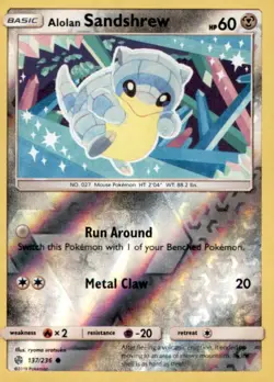 Alolan Sandshrew Reverse Holo Common SM - Cosmic Eclipse 137/236 NM - Image 1