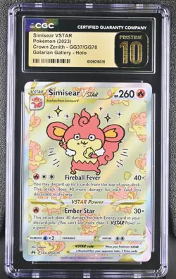 2023 Pokemon SWSH Crown Zenith Alt Art Simisear VSTAR #GG37 CGC 10 PRISTINE - Image 1