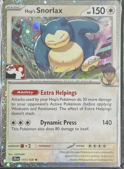 Hop's Snorlax (Cosmos Holo) - 117/159 - Prize Pack Series Cards - NM - Image 1
