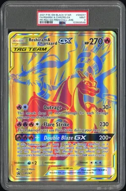 Charizard & Reshiram PSA 9 GX SM247 Pokemon Jumbo Card Full Art Tag Team Promo - Image 1