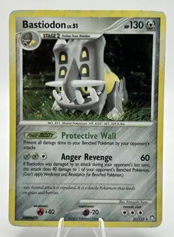 Bastiodon Holo 21/123 Mysterious Treasures Pokemon Card 2007 - Image 1