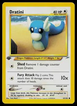 Pokemon Card - Dratini Neo Destiny 63/105 Common 1st Edition - Image 1