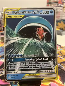 Pokemon Magikarp & Wailord GX Tag Team SM166 Holo Black Star Promo Jumbo Card - Image 1