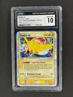 CGC 10 GEM MINT Zapdos ex EX Fire Red & Leaf Green 116/112 Holo Pokemon Card - Image 1