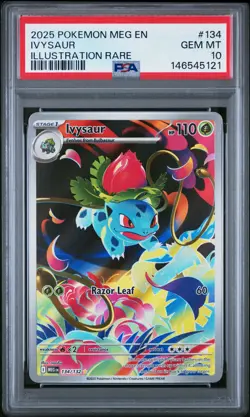 PSA 10 Ivysaur 134/132 Mega Evolution IR Holo Pokemon Card - Gem Mint - Image 1