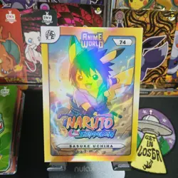 Pikachu Cosplay! Series 3 Anime World Sasuke Uchiha 74 Naruto Pokemon Card - Image 1
