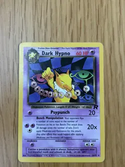 Pokemon TCG 2000 Team Rocket Dark Hypno 26/82 Non-Holo Rare Card LP - Image 1