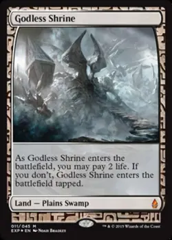 1x Godless Shrine - Foil Heavy Play, English Battle for Zendikar Expeditions MTG - Image 1