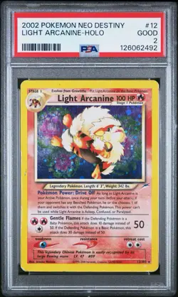 PSA 2 Light Arcanine #12 Holo Neo Destiny 2002 Pokemon WoTC Good - Image 1