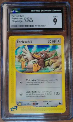 2003 Pokemon Skyridge Farfetch'd 55/144 CGC 9 MINT WOTC Vintage E-Reader Rare - Image 1